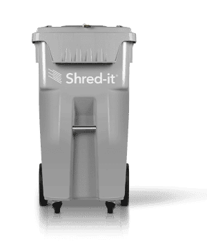 Shred-it’s wheelie confidential waste bin, designed for easy manoeuvrability